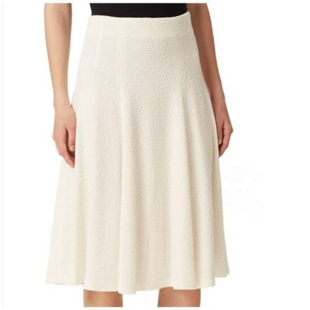 Alice + Olivia Cream Kimi Hammered Crepe A-line Skirt Sz 2